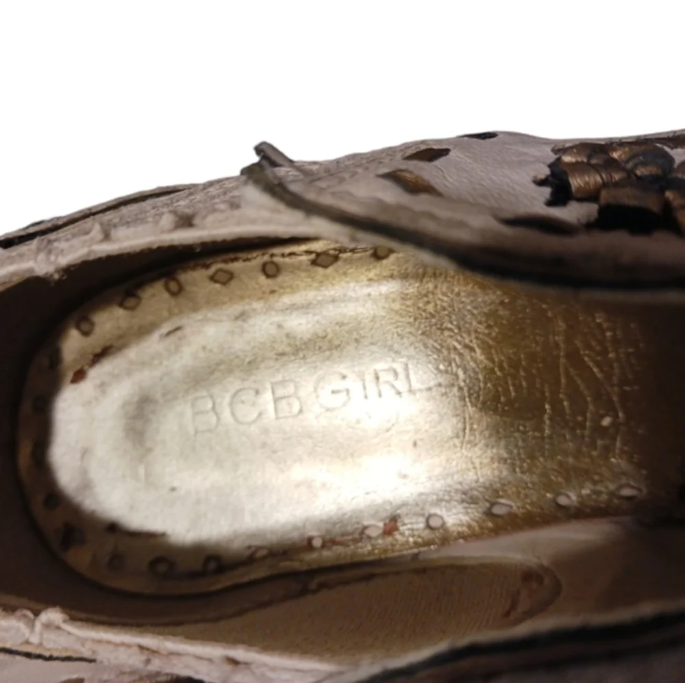 Vintage BCB Girls Western Style Leather Ankle Boot size 6 Bronze/Cream - Picture 5 of 11